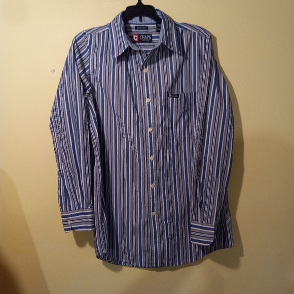 Men's Chaps EZ Care Button Up Striped Long Sleeve Shirt. - Picture 1 of 3